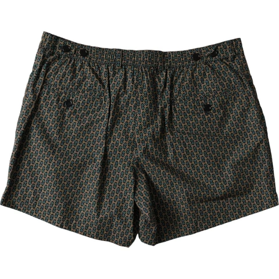 Brown Patterned Beachwear Swim Shorts Swimwear