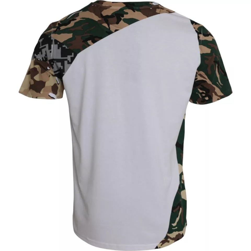 Weißes Camouflage-T-Shirt mit Sternen und Rundhalsausschnitt für Herren