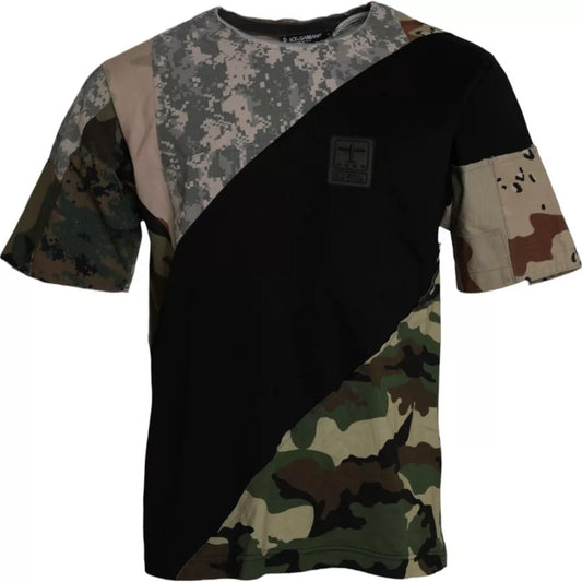 Dolce & Gabbana Multicolor Camouflage Cotton Round Neck Men T-shirt