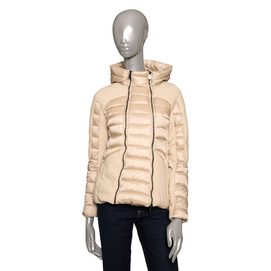 Beige Polyester Women Jacket - GlamHub Luxury and Icon Brand Clothing