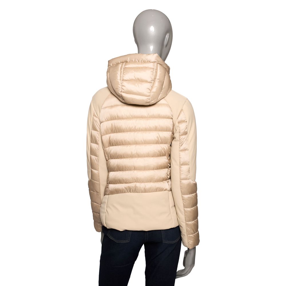 Beige Polyester Women Jacket - GlamHub Luxury and Icon Brand Clothing