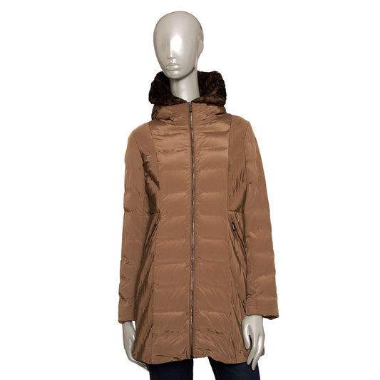 Brown Polyester Women Jacket - GlamHub Luxury and Icon Brand Clothing