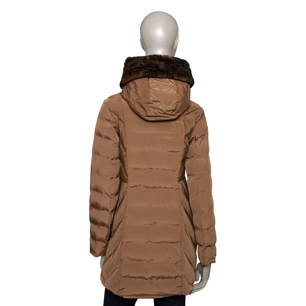 Brown Polyester Women Jacket - GlamHub Luxury and Icon Brand Clothing