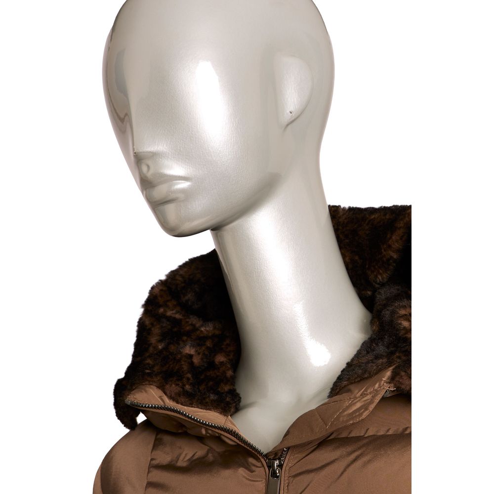 Brown Polyester Women Jacket - GlamHub Luxury and Icon Brand Clothing