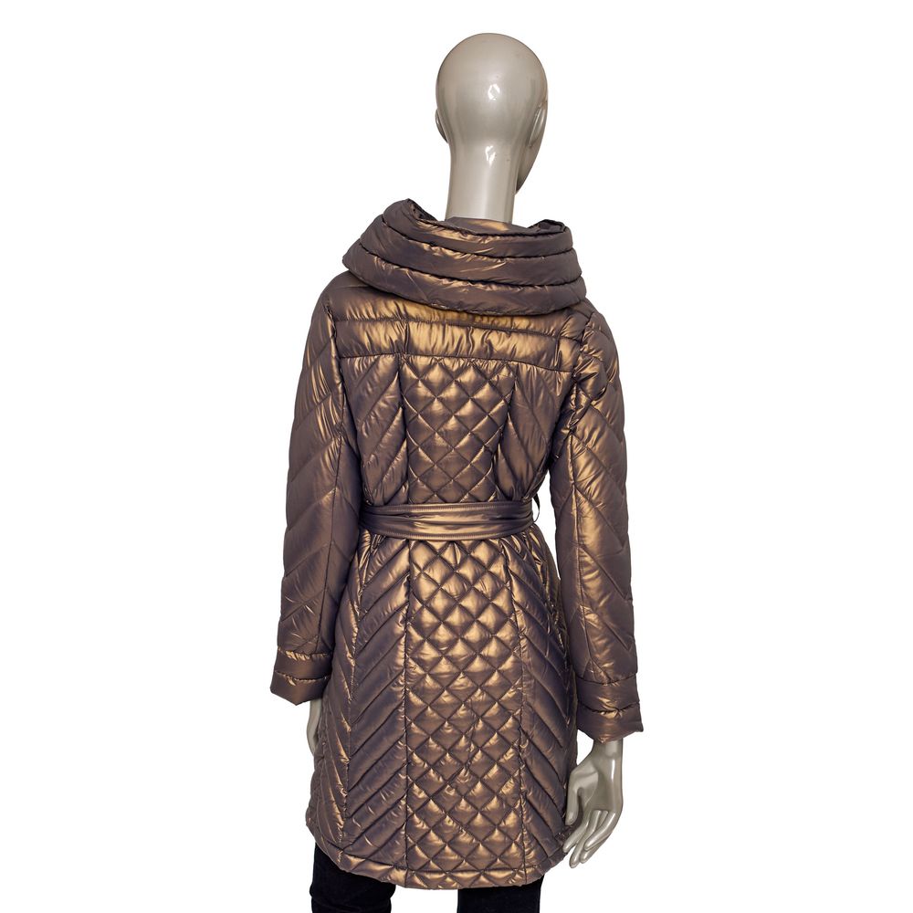 Brown Polyester Women Jacket - GlamHub Luxury and Icon Brand Clothing