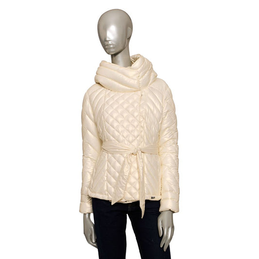 Beige Polyester Women Jacket - GlamHub Luxury and Icon Brand Clothing