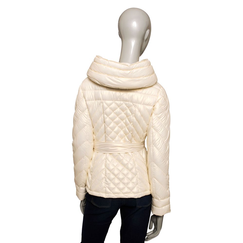 Beige Polyester Women Jacket - GlamHub Luxury and Icon Brand Clothing