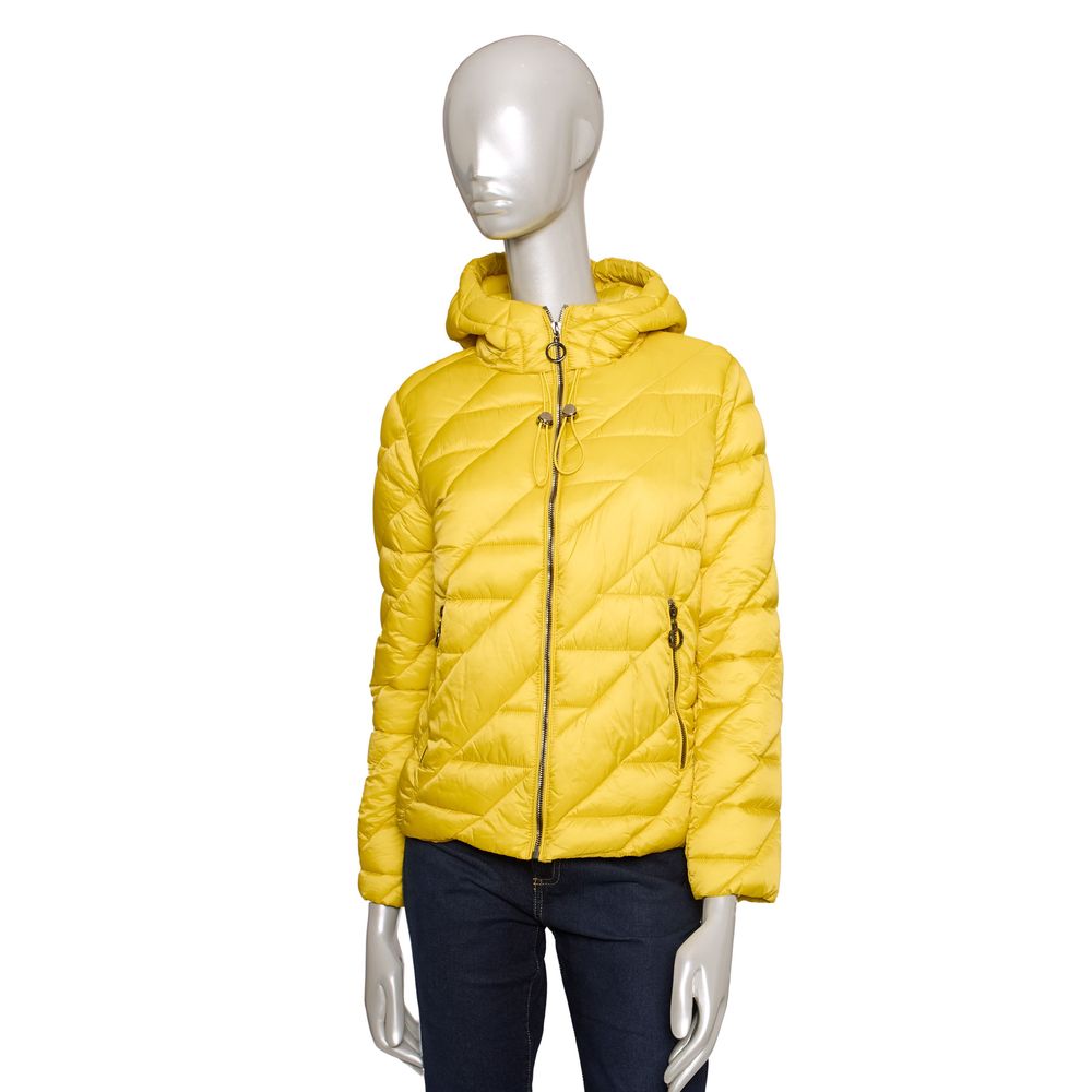 Yellow Polyester Women Jacket - GlamHub Luxury and Icon Brand Clothing