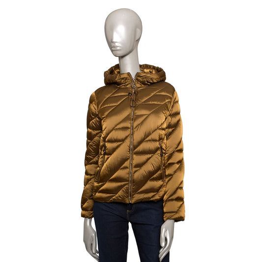 Brown Polyester Women Jacket - GlamHub Luxury and Icon Brand Clothing