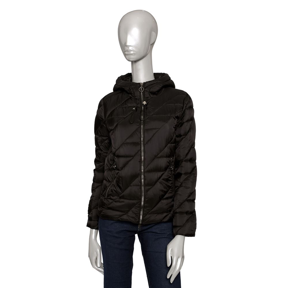 Black Polyester Women Jacket - GlamHub Luxury and Icon Brand Clothing