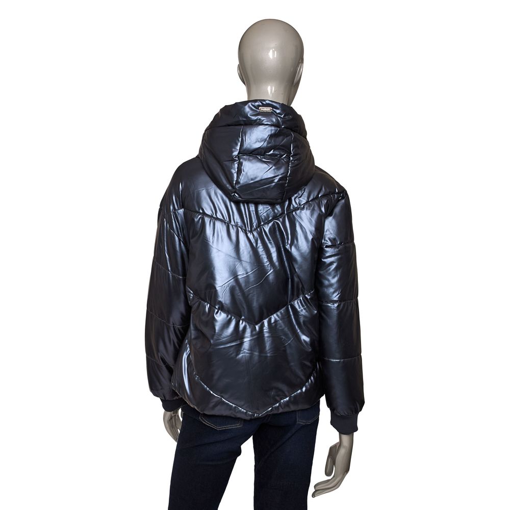 "Blue Polyester Women Jacket" - GlamHub Luxury and Icon Brand Clothing