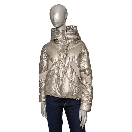 Silver Polyester Women Jacket - GlamHub Luxury and Icon Brand Clothing