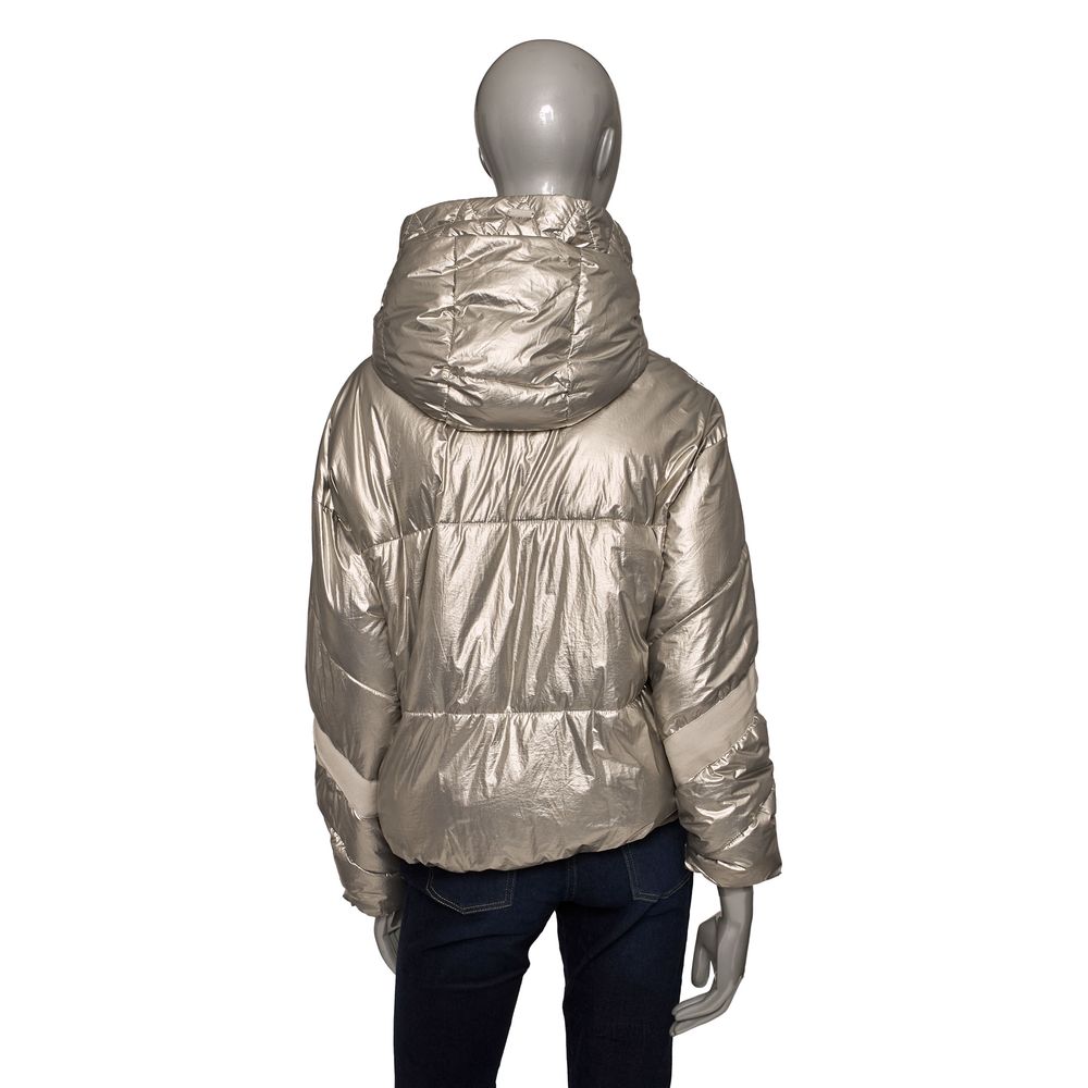 Silver Polyester Women Jacket - GlamHub Luxury and Icon Brand Clothing