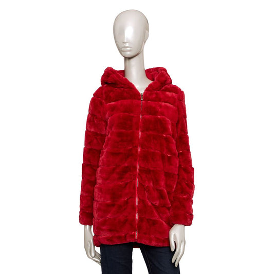 Red Polyester Women Jacket - GlamHub Luxury and Icon Brand Clothing