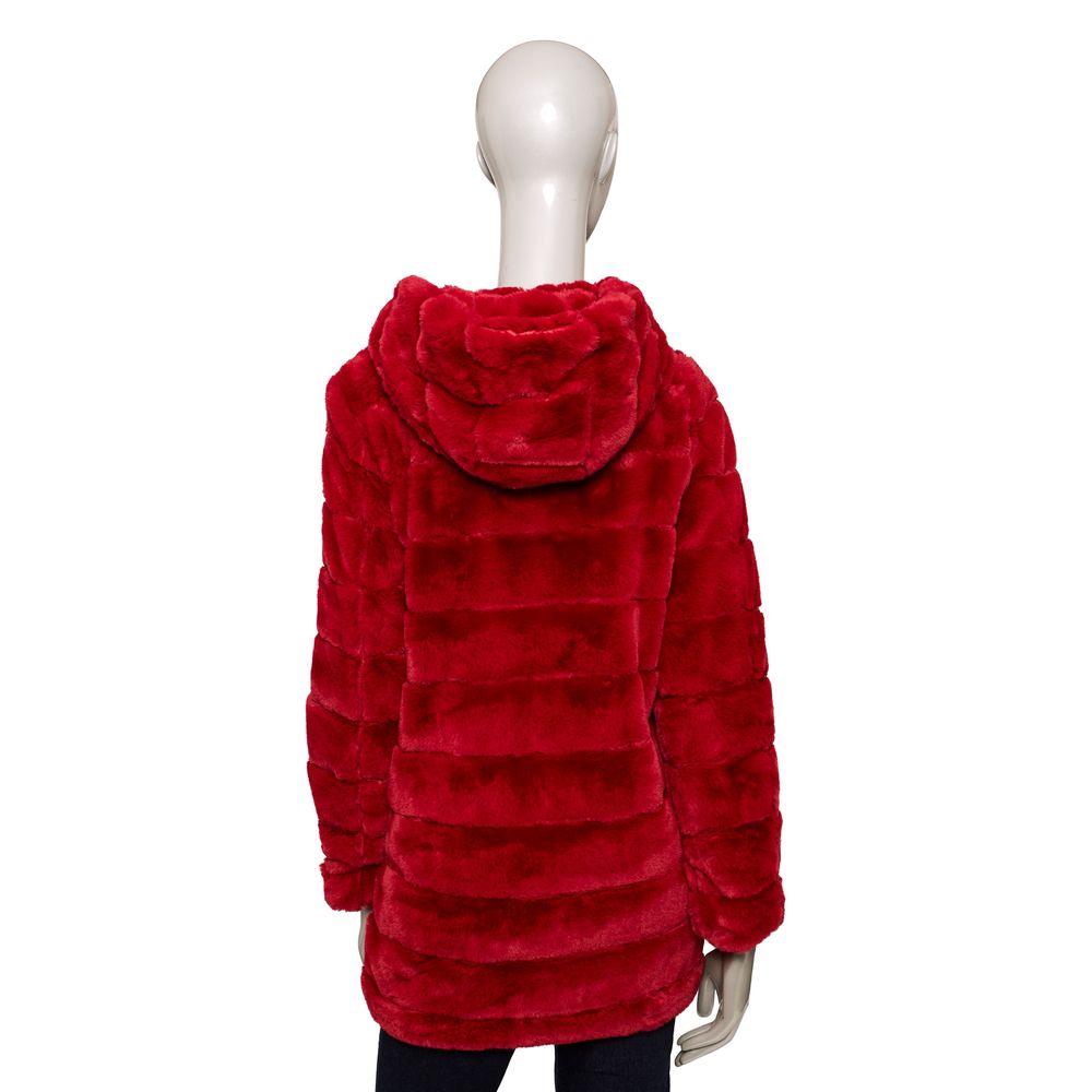 Red Polyester Women Jacket - GlamHub Luxury and Icon Brand Clothing