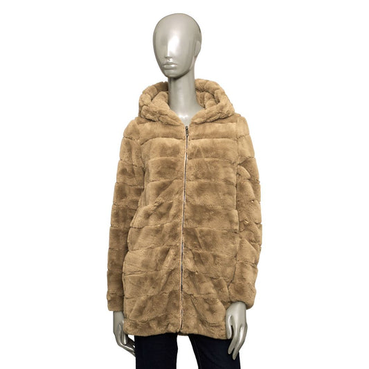 Beige Polyester Women Jacket - GlamHub Luxury and Icon Brand Clothing