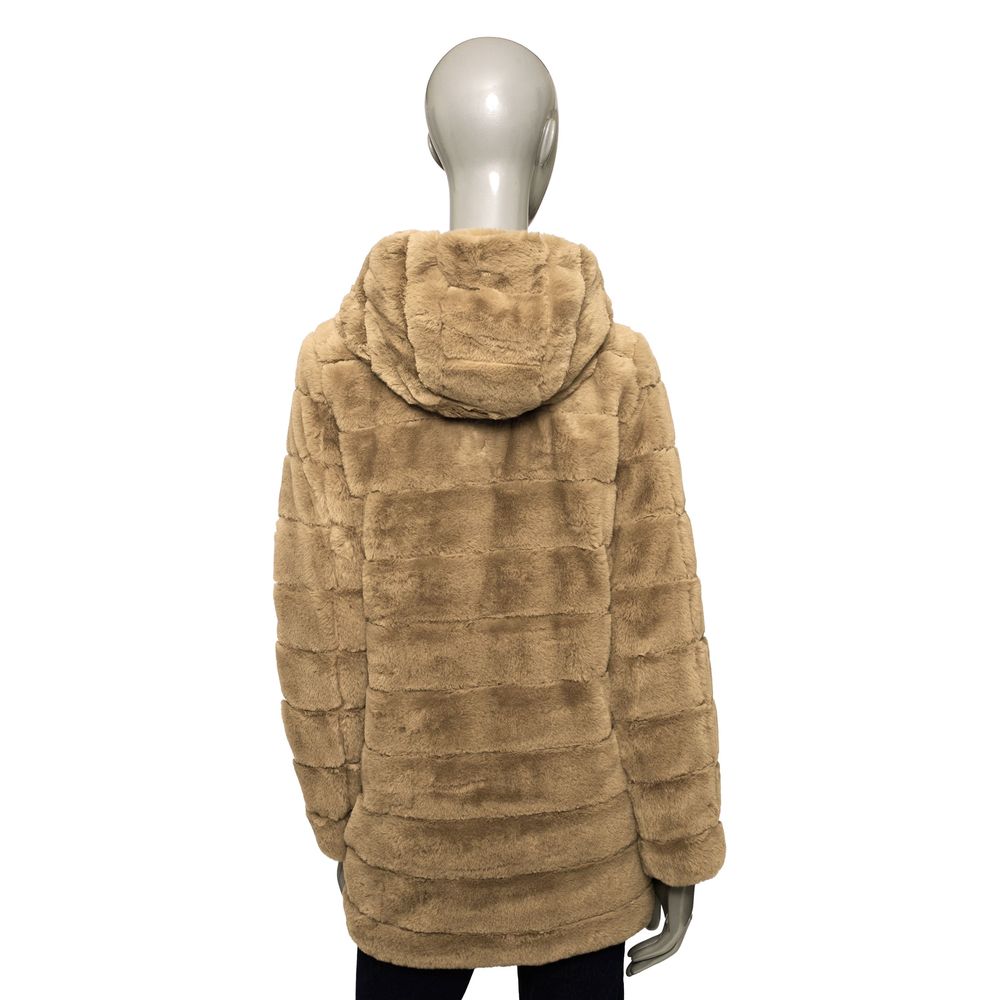 Beige Polyester Women Jacket - GlamHub Luxury and Icon Brand Clothing