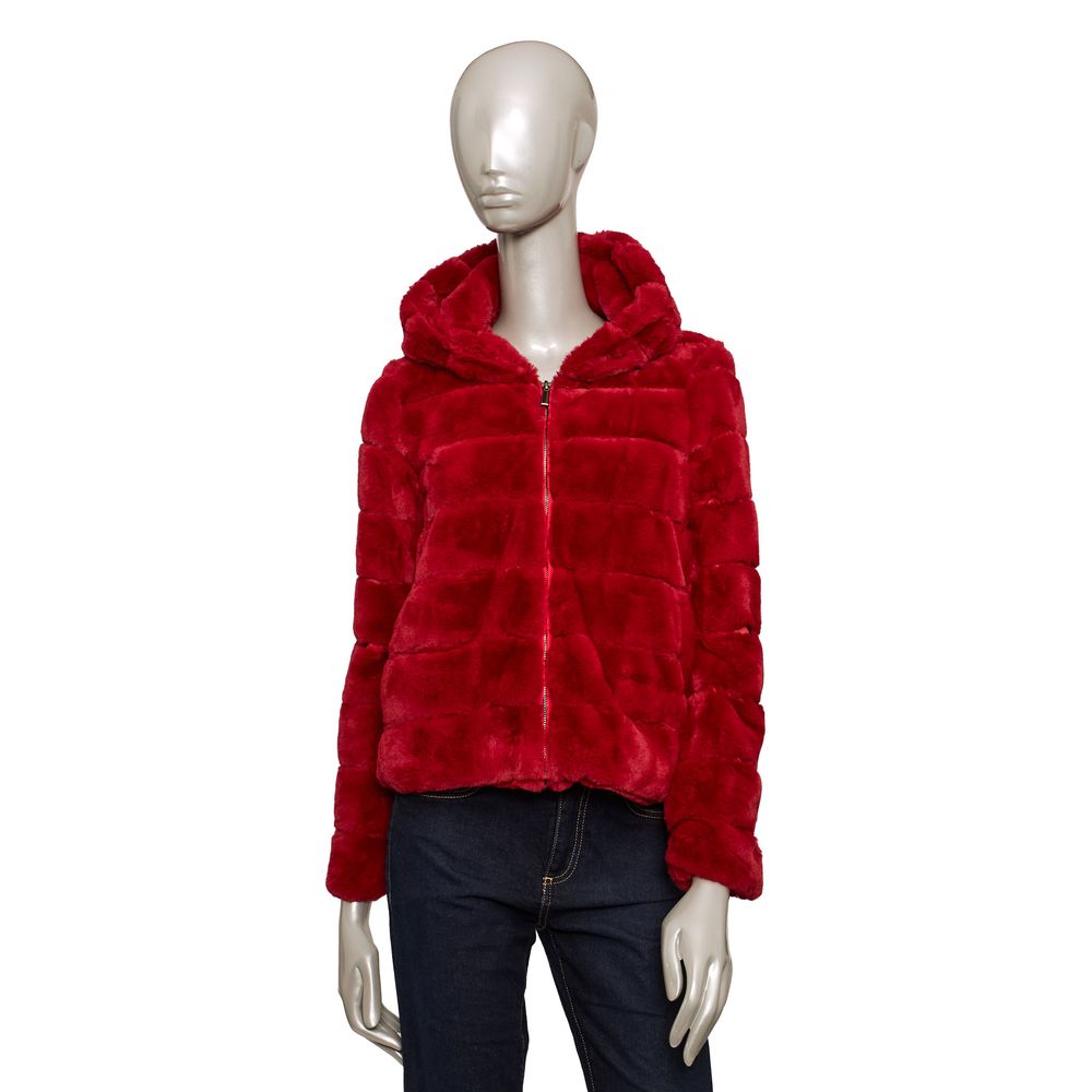 Red Polyester Women Jacket - GlamHub Luxury and Icon Brand Clothing