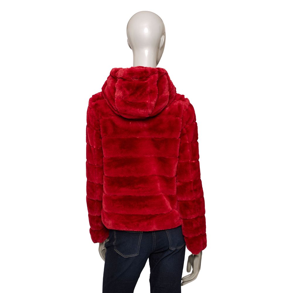 Red Polyester Women Jacket - GlamHub Luxury and Icon Brand Clothing