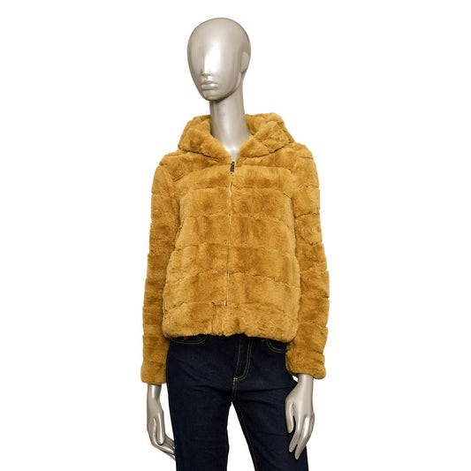 Yellow Polyester Women Jacket - GlamHub Luxury and Icon Brand Clothing