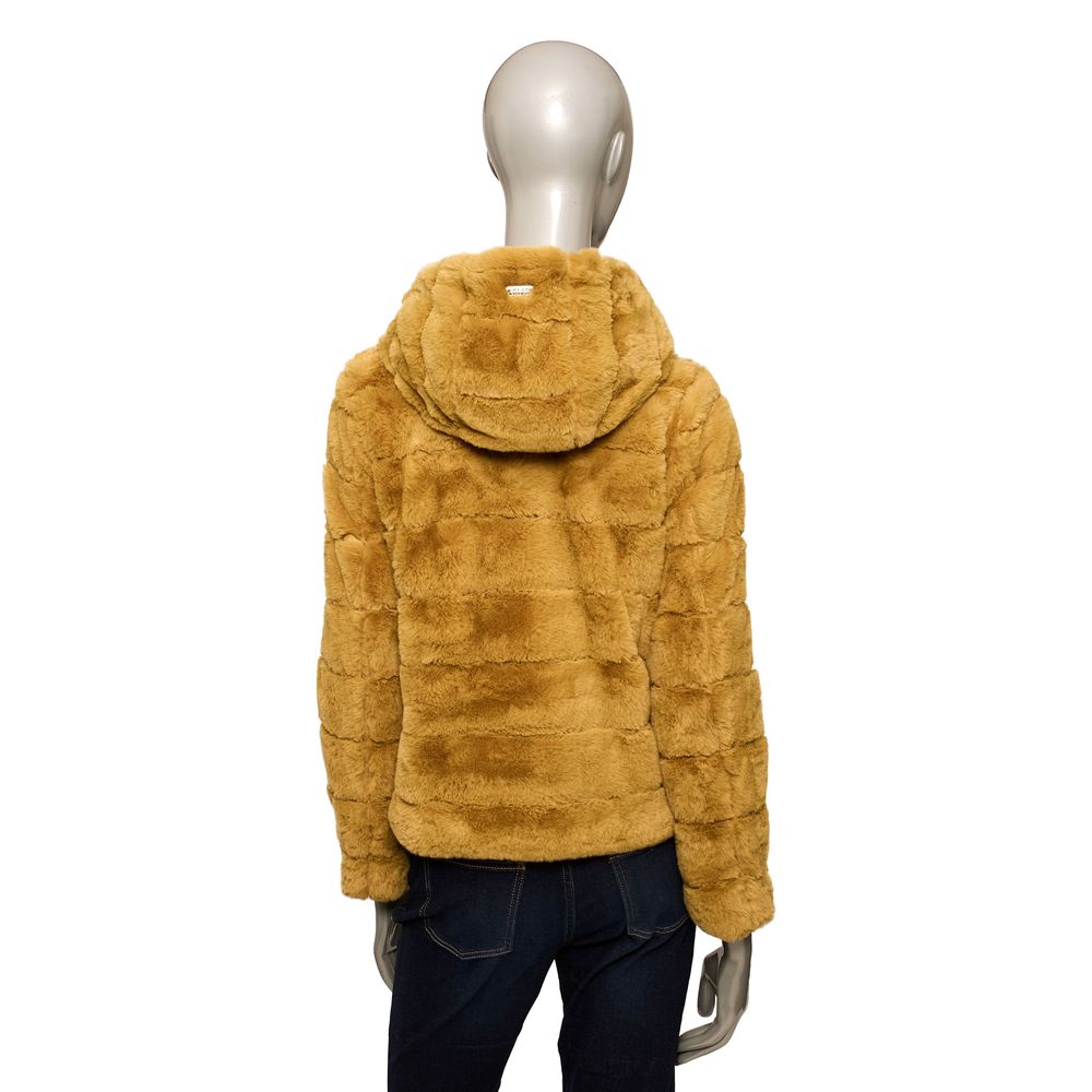 Yellow Polyester Women Jacket - GlamHub Luxury and Icon Brand Clothing