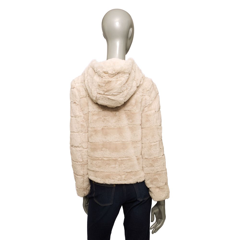 Beige Polyester Women Jacket - GlamHub Luxury and Icon Brand Clothing