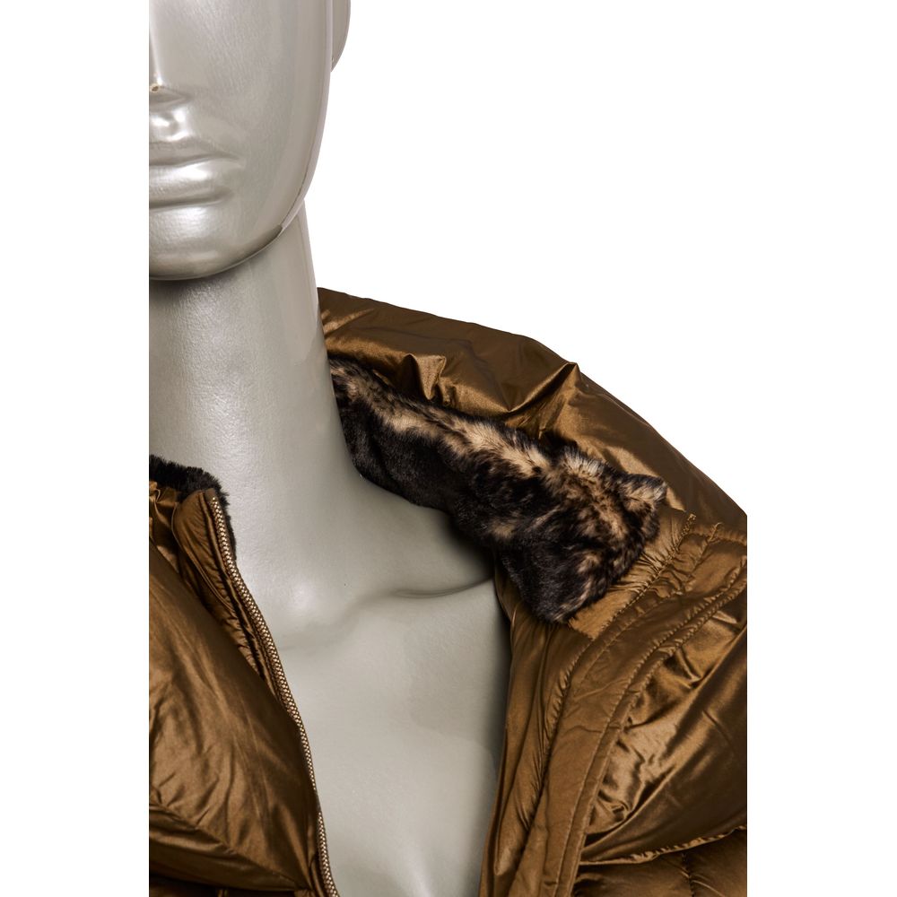 Brown Polyester Women Jacket - GlamHub Luxury and Icon Brand Clothing