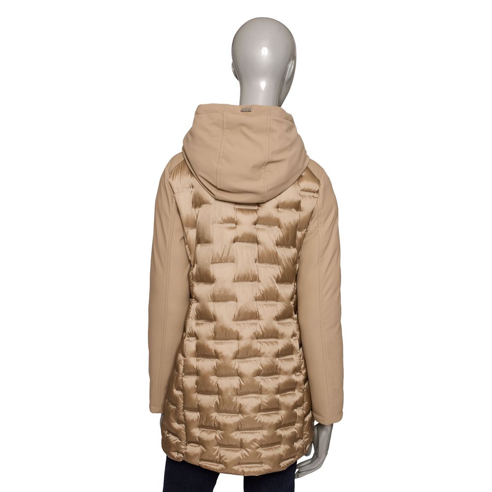 Beige Polyester Women Jacket - GlamHub Luxury and Icon Brand Clothing