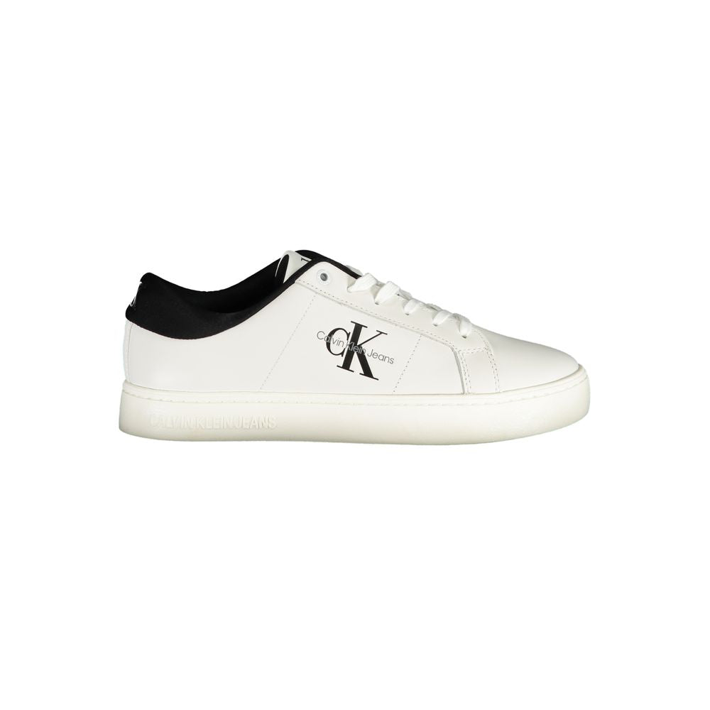 White Polyester Sneaker - GlamHub Luxury and Icon Brand Clothing