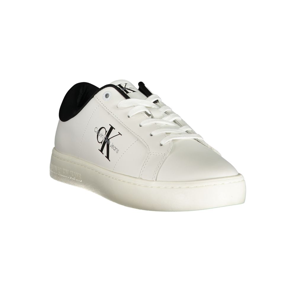 White Polyester Sneaker - GlamHub Luxury and Icon Brand Clothing