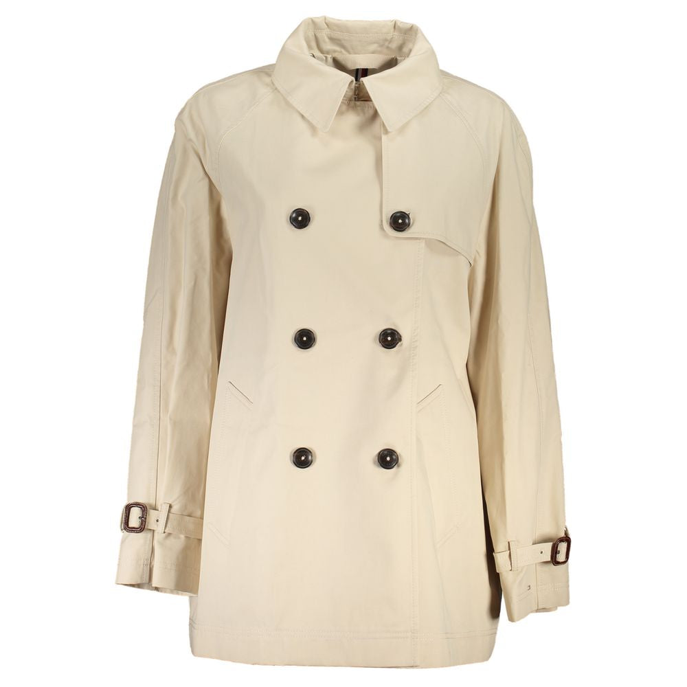 Beige Cotton Jackets & Coat - GLAMHUB BOUTIQUE 