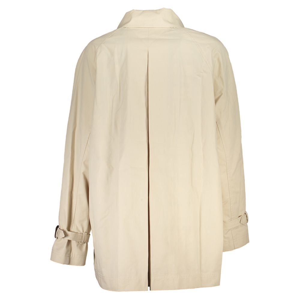 Beige Cotton Jackets & Coat - GLAMHUB BOUTIQUE 