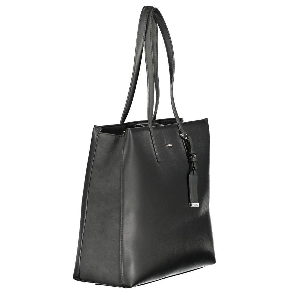 Black Polyester Handbag - GLAMHUB BOUTIQUE 