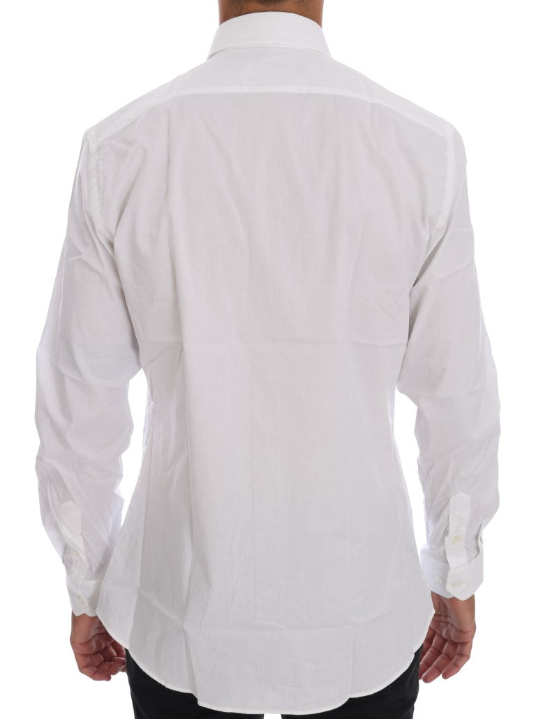 Elegant White Slim-Fit Cotton Shirt - GLAMHUB BOUTIQUE 