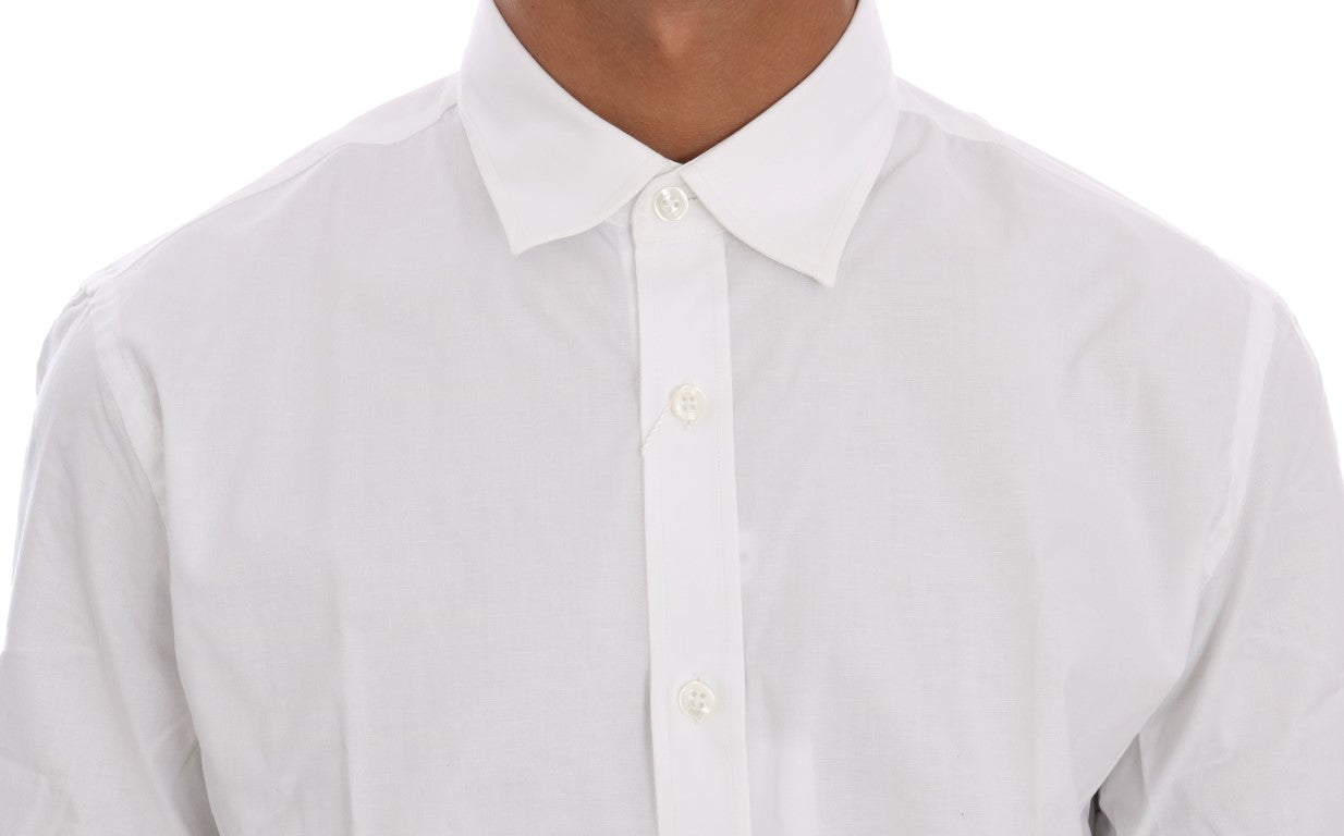 Elegant White Slim-Fit Cotton Shirt - GLAMHUB BOUTIQUE 