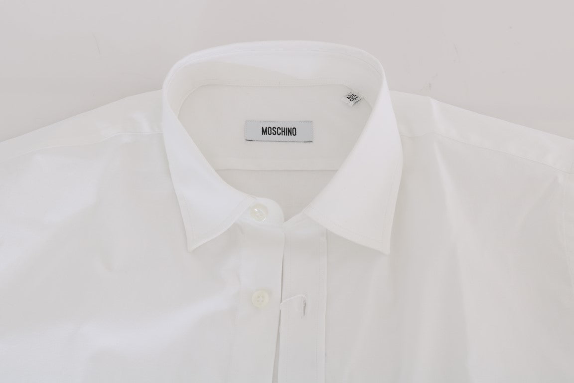 Elegant White Slim-Fit Cotton Shirt - GLAMHUB BOUTIQUE 