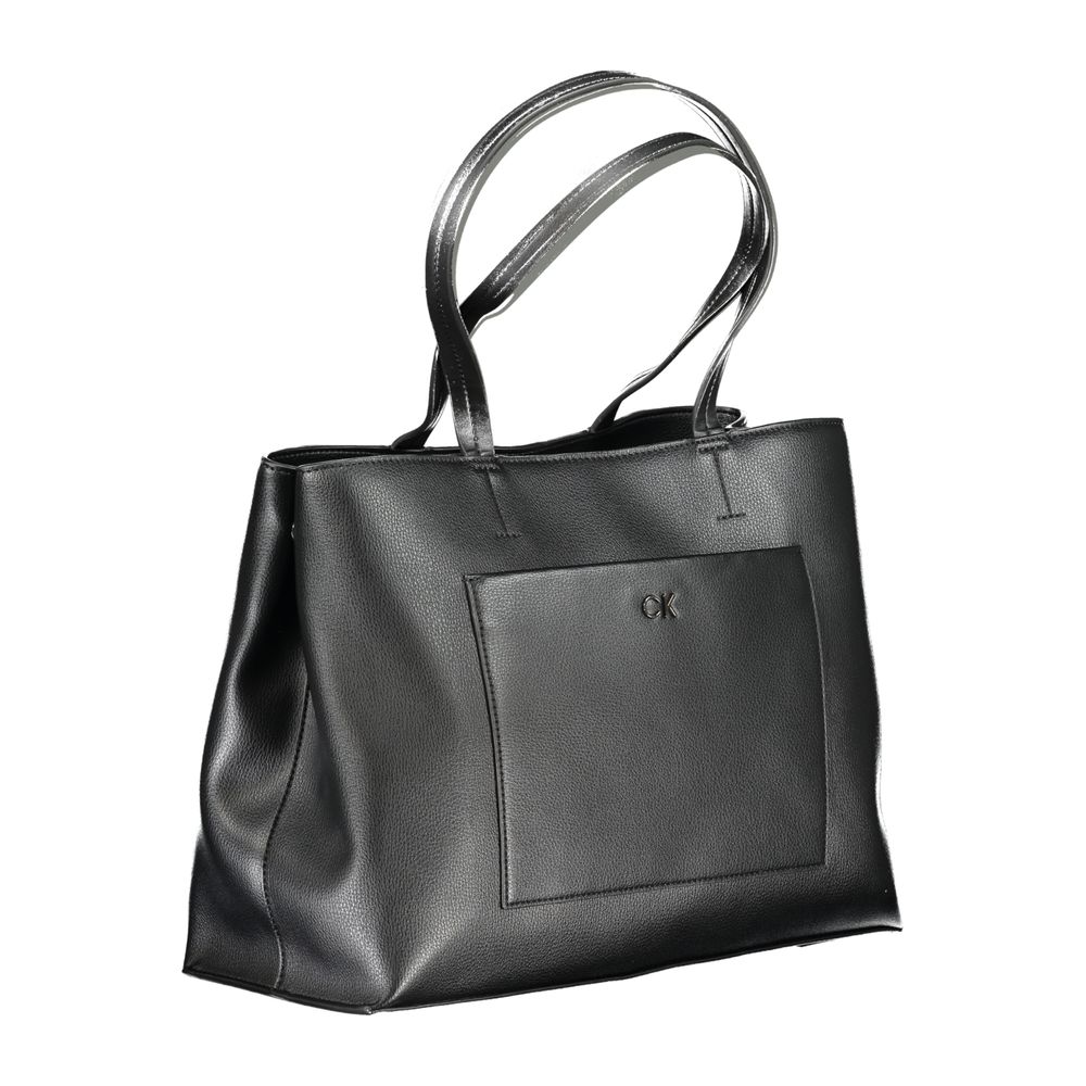 Black Polyester Handbag - GLAMHUB BOUTIQUE 