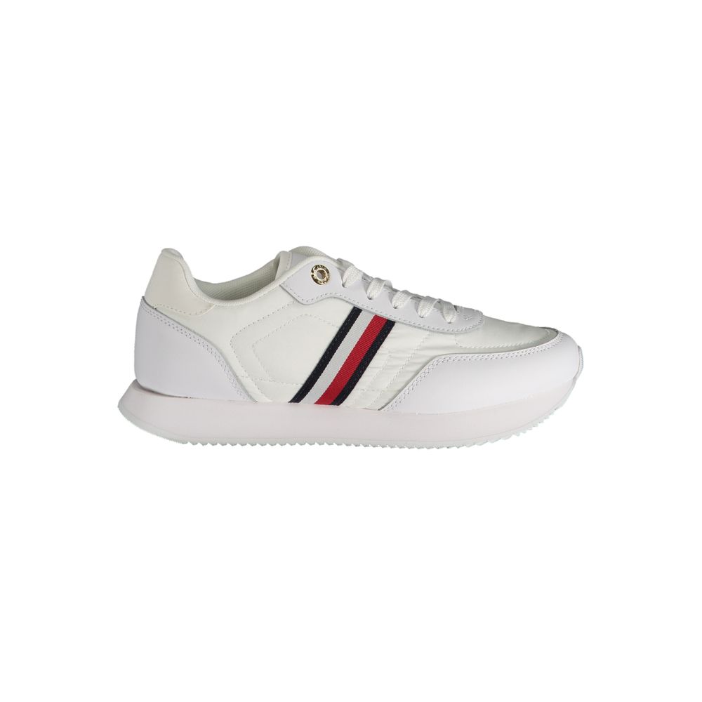 White Polyester Sneaker - GLAMHUB BOUTIQUE 