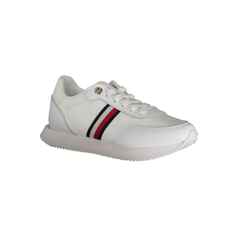 White Polyester Sneaker - GLAMHUB BOUTIQUE 