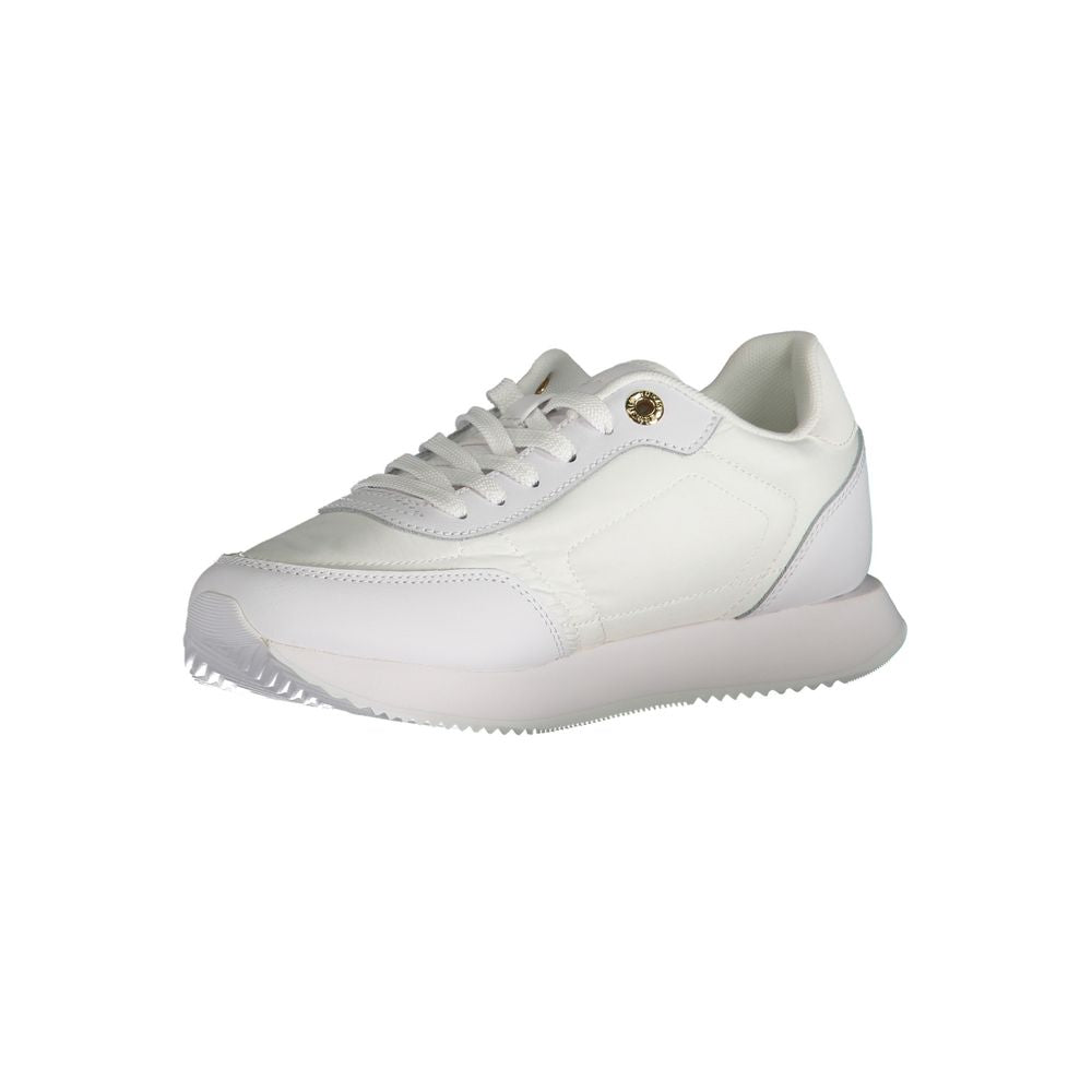 White Polyester Sneaker - GLAMHUB BOUTIQUE 