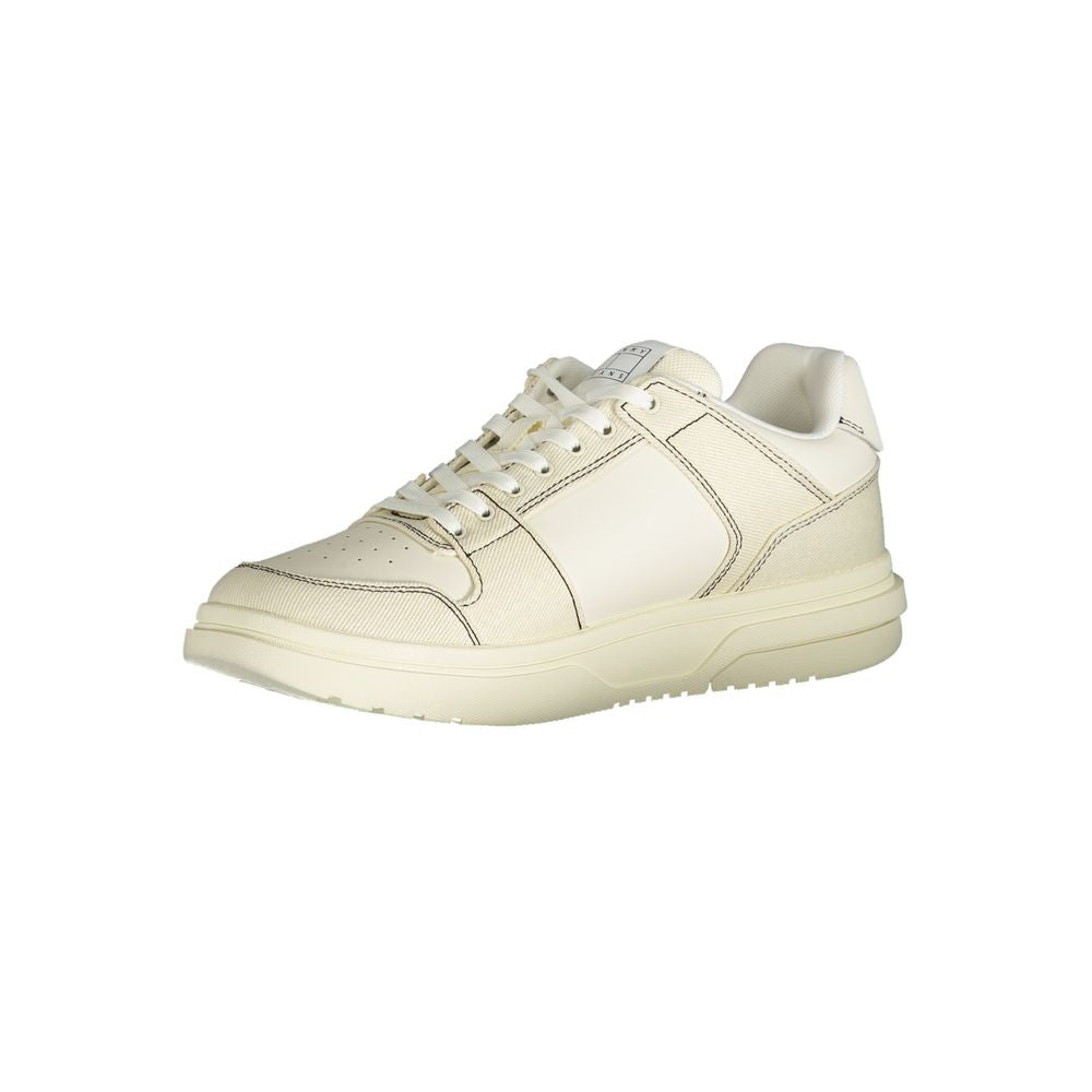 White Polyester Sneaker - GLAMHUB BOUTIQUE 