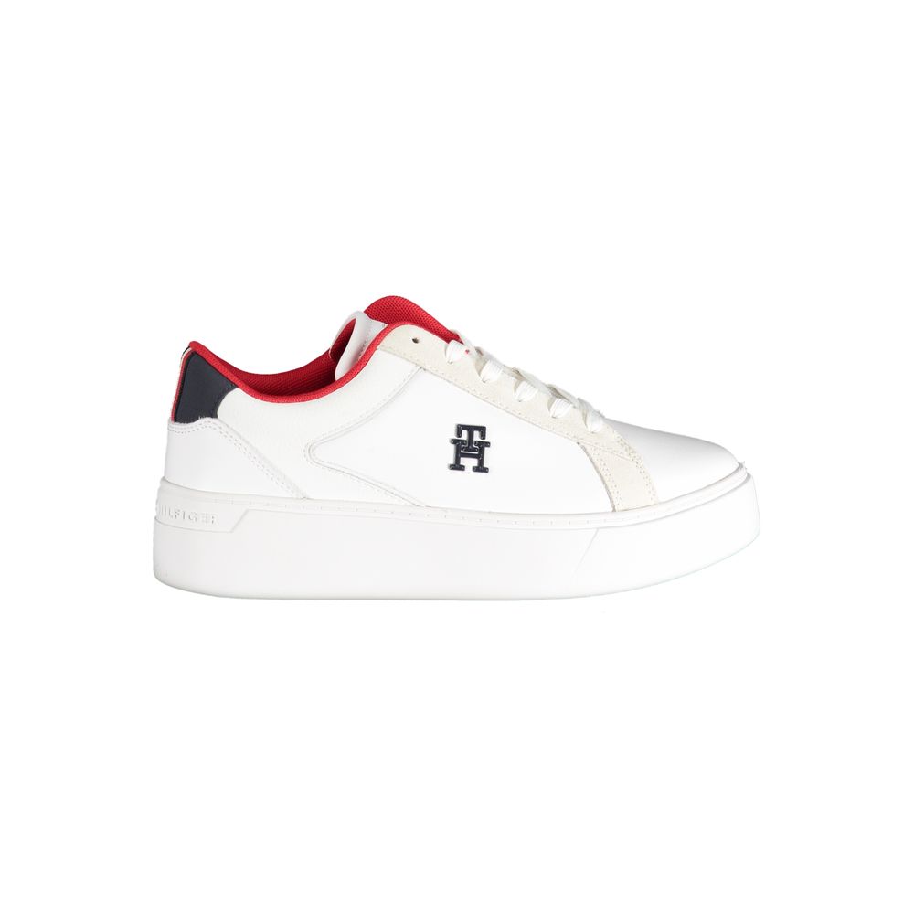 White Polyester Sneaker - GLAMHUB BOUTIQUE 