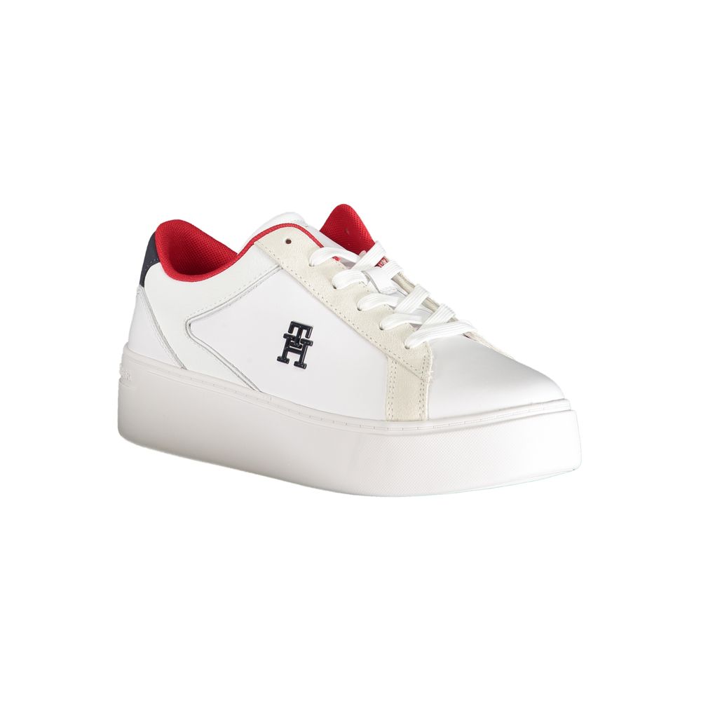 White Polyester Sneaker - GLAMHUB BOUTIQUE 