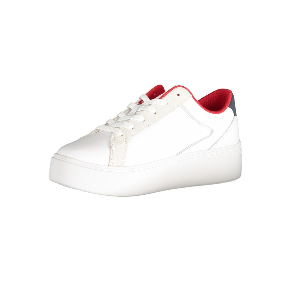 White Polyester Sneaker - GLAMHUB BOUTIQUE 