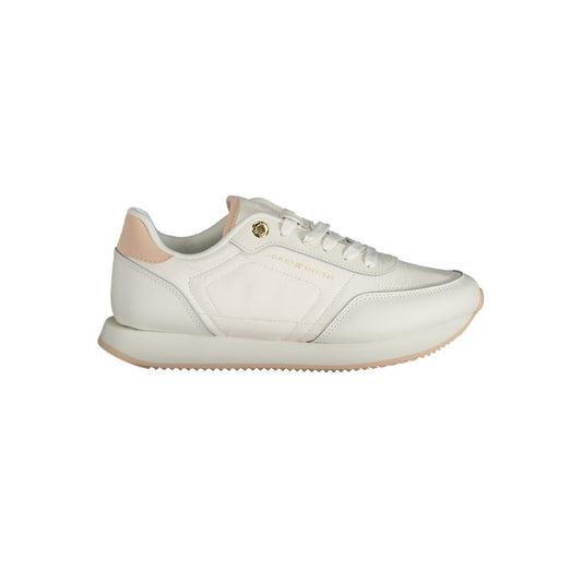 White Polyester Sneaker - GLAMHUB BOUTIQUE 