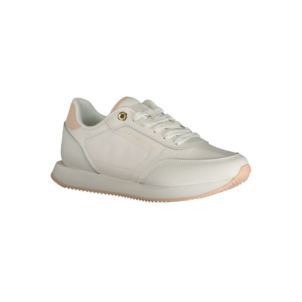 White Polyester Sneaker - GLAMHUB BOUTIQUE 