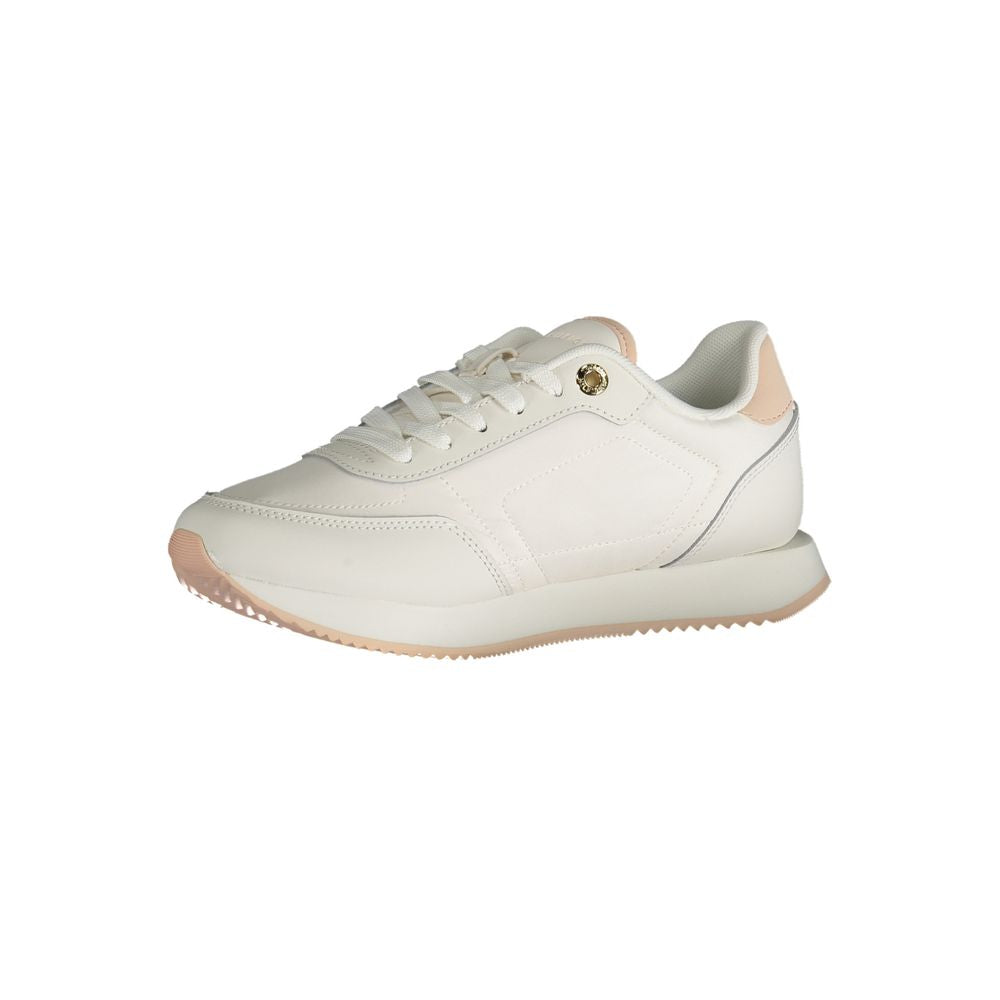 White Polyester Sneaker - GLAMHUB BOUTIQUE 