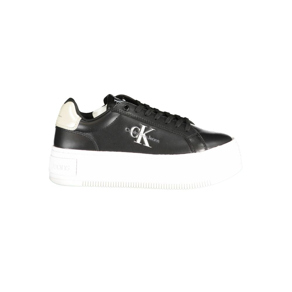 Black Polyester Sneaker - GlamHub Luxury and Icon Brand Clothing