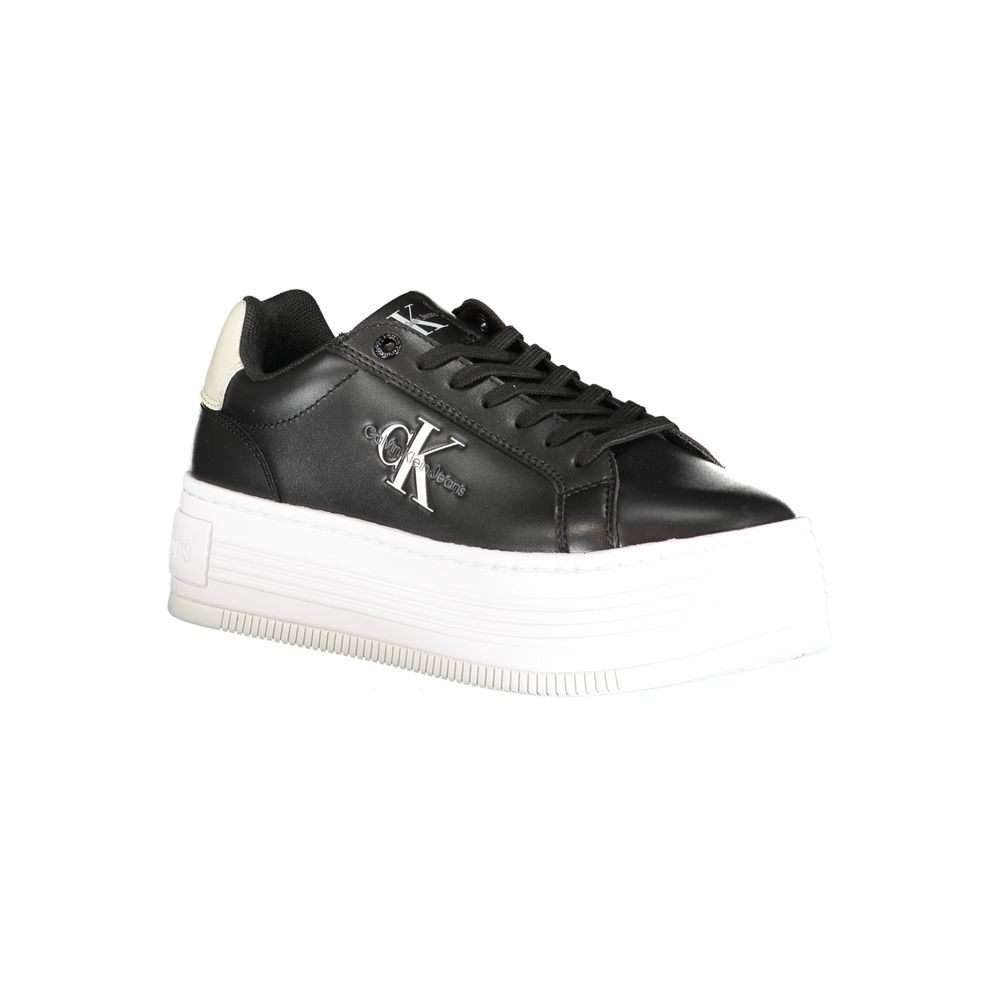 Black Polyester Sneaker - GlamHub Luxury and Icon Brand Clothing