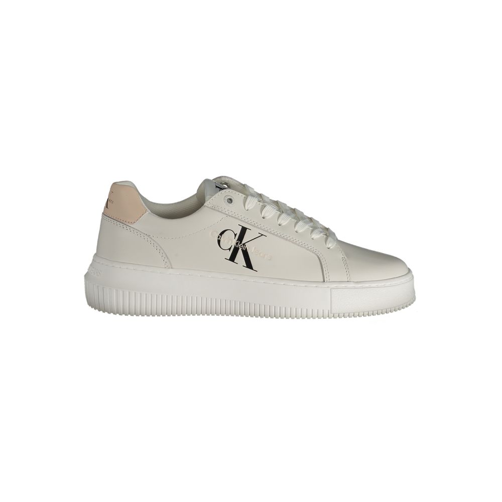 White Polyester Sneaker - GLAMHUB BOUTIQUE 